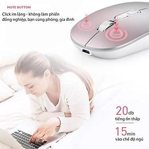 Chuột bluetooth PIXLINK P103BL 2 chế độ sạc pin siêu mỏng không gây tiếng ồn chuyên dùng cho Máy tính, pc, Laptop, Tivi Hàng Chính Hãng