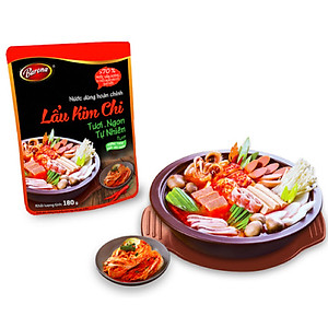 Combo 1 hộp (10 gói) Nước Dùng Lẩu Kim Chi Barona 180g tươi ngon chuẩn vị không cần nêm nếm