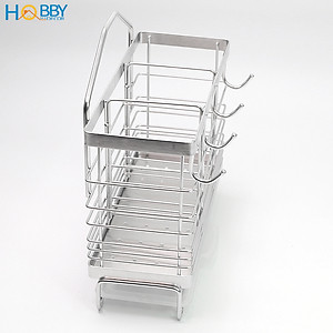 Kệ đựng đũa muỗng 3 ngăn có móc treo dán tường Hobby Home Decor DM04