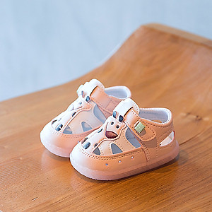 Giày sandal tập đi cho bé gái 0 - 18 tháng họa tiết hươu cao cổ dễ thương TD47