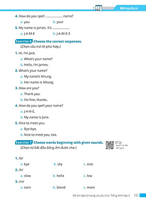 Đề Ôn Tập Từ Vựng Và Cấu Trúc Tiếng Anh Lớp 3