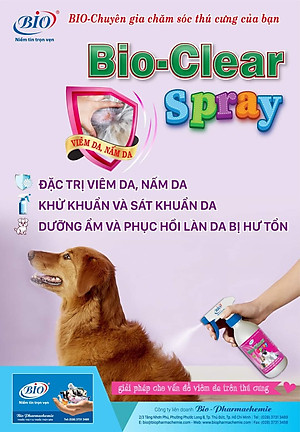 Chai xịt viêm da, nấm da chó mèo Bio Clear Spray (100ml)