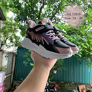 Giày thể thao bé gái học sinh tiểu trung học nhẹ êm chân màu đen hồng kiểu dáng thời trang quai dán phù hợp cho trẻ em nữ 5 đến 12 tuổi đi học đi chơi khỏe khoắn và năng động Nhím Shop GH50