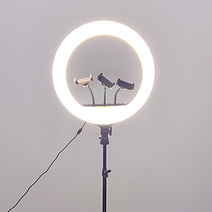 Đèn Livestream size 26 36 45 cm và chân đế 2m hỗ trợ chụp ảnh Make up trang điểm nhiều chế độ sáng, kèm kẹp điện thoại - Hàng chính hãng