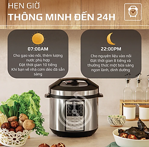 Nồi Áp Suất Điện Olivo PC60 Ruột Inox 6L Thương Hiệu Mỹ Gồm 16 Chức Năng Công Suất 1000 W - Hàng Chính Hãng