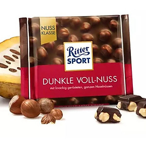 Combo 6 thanh Chocolate Ritter Sport Dunkle Voll-Nuss vị Dark Choco nhân Hạt dẻ 100gr