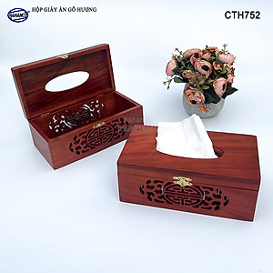 Hộp Giấy Ăn Bằng Gỗ Hương (Cỡ lớn - đủ mẫu) Đục Khắc Hoa Văn Tinh Xảo/Độc Đáo