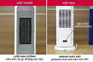 Máy sưởi gốm không khô da nhập khẩu FUJIHOME FH1000, không phát sáng, không đốt oxi, tự ngắt - Hàng chính hãng