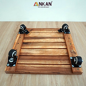 Đế Đôn Chậu Cây Có Bánh Xe Cao Cấp ANKAN Hình Vuông Màu Vàng 35x35 Cm Tải trọng 150 Kg Gỗ Tràm Bông