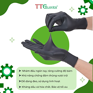 Găng Tay Y Tế Size M Không Bột Nitrile Màu Đen TTGLOVES (100 chiếc)