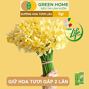 Dưỡng Hoa Tươi Lâu Greenhome, Longlife, Phân Bón Cho Hoa Cắt Cành, Gói 5gr, Lâu Tàn, Nở Bông To, Không Bị Hôi Nước