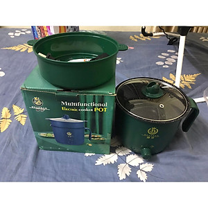 Nồi Lẩu Điện Đa Năng Mini Ca Nấu Mì, Cơm Đa Năng 2 Tầng Cao Cấp Núm Xoay 2 Nấc Nhiệt Kèm Giá Hấp 1,8L Chính Hãng MINIIN