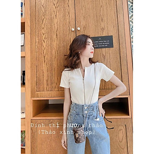 Quần baggy jean nữ lưng cao đan dây, mẫu mới thuydieushop96 bg1