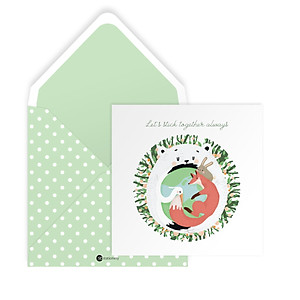 Bộ 5 thiệp vuông 12cm SDstationery LIVE GREEN sinh nhật, tình bạn, tình yêu, chúc mừng, truyền cảm hứng