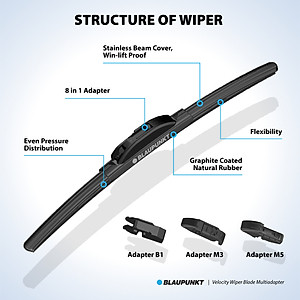 Bô Gạt Mưa Ô Tô Blaupunkt Velocity R20"/350mm, L22"/600mm Dành Cho Toyota Hilux