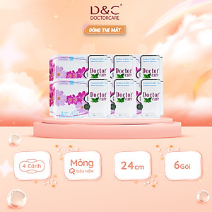 Combo 6 Băng vệ sinh thảo dược Doctor Care, BVS ban ngày 24cm siêu khô thoáng cả ngày dài