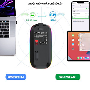 Chuột không dây Bluetooth HXSJ M103 wireless tự sạc pin siêu mỏng không gây tiếng ồn cho laptop MCBook PC Tablet PAD-Hàng Chính Hãng