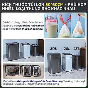 Túi rác, túi đựng rác tự hủy sinh học DandiHome có dây rút, túi rác không gây hại cho môi trường