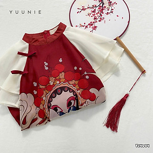 Đầm váy sườn xám áo dài cho bé gái mẫu phiền nương diện lễ tết năm mới size 9-30kg hàng thiết kế