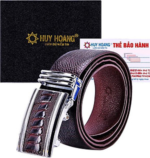 Thắt Lưng Nam Da Đà Điểu Bản Lớn Huy Hoàng HT4418 - Nâu Đất