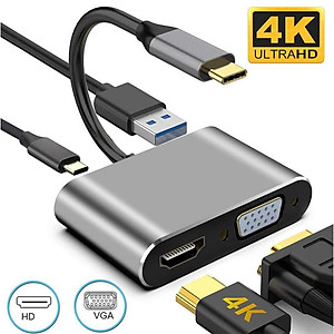 Cáp chuyển Đổi USB Type-c ra 4 cổng HDMI/ VGA/ USB và cổng sạc hỗ trợ chế độ Dex - UHV41160 Hàng Chính Hãng