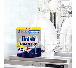 Viên rửa chén bát Finish Quantum All in 1 hương chanh 60 viên- Đức