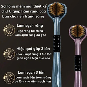 COMBO 4 Bàn Chải Đánh Răng 3 Mặt, Bàn Chải Đánh Răng Đa Chiều Làm Sạch Đồng Thời Cả 3 Bề Mặt Của Răng, Lông Mềm Mượt