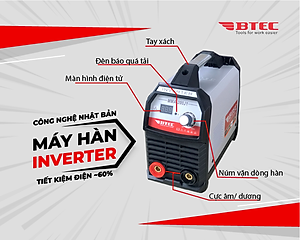 MÁY HÀN QUE ĐIỆN TỬ INVENTER BTEC MMA-200J1 (CHUYÊN KÉO QUE 3.2) 