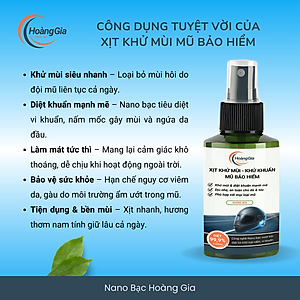 Xịt Khử Mùi Mũ Bảo Hiểm Nano Bạc Hoàng Gia Diệt Khuẩn Khử Mùi, Bảo Vệ Da Đầu & Tóc - 100ml