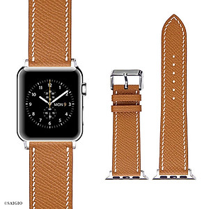 Dây Đồng Hồ Apple Watch 49mm 46mm 45mm 44mm 42mm, Chất Liệu Da Bê EPSOM Thảo Mộc Cao Cấp, Nhập Khẩu Từ Châu Âu, Dây Đeo Phong Cách Hiện Đại và Sang Trọng, Tương Thích Các Phiên Bản Series Ultra2/Ultra/SE2/SE/10/9/8/7/6/5/4/3/2/1