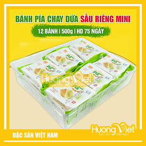 Đặc Sản Sóc Trăng - Bánh Pía Chay Dứa Sầu Riêng Mini, Bánh Pía Không Trứng Tân Huê Viên 500G, Đặc Sản Sóc Trăng [Túi 12 Bánh]