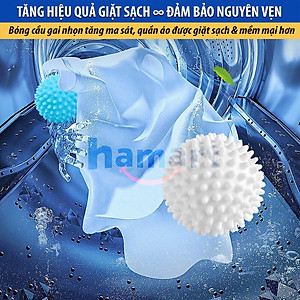 COMBO 3 Bóng Giặt Silicon Cầu Gai Chống Nhăn Quần Áo Quả Banh To 5.5CM Hamart Giặt Sạch Vượt Trội