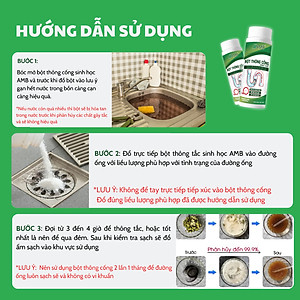 Combo 3 lọ bột thông cống AMB, bột thông bồn cầu, bồn rửa bát, tắc cống siêu mạnh, hiệu quả an toàn