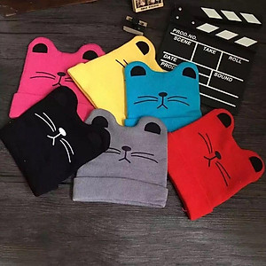 Nón len họa tiết hình mèo dễ thương