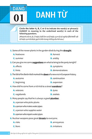 Bài Tập Từ Đồng Nghĩa, Trái Nghĩa Tiếng Anh (Ôn Thi Vào Lớp 10 Và 10 Chuyên)