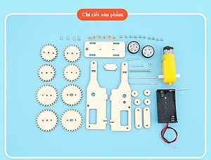 Đồ Chơi Gỗ Xe Mô Hình Bánh Răng Công Nghệ, Đồ Chơi Lắp Ráp Xe Đẩy Khứ Hồi, Đồ Chơi Khoa Học Tự Làm DIY Wood Steam C-24 - Chính Hãng BABYBOSS + Tặng Kèm Tranh Ghép Gỗ