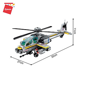 Đồ chơi xếp hình Qman 1719 - Trực Thăng Trên Không 280 mảnh ghép
