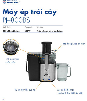Máy ép trái cây Korea King PJ-800BS ( Hàng chính hãng )
