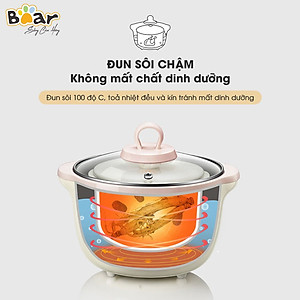 Nồi Nấu Chậm 1,6L Bear SUBE002 Đa Năng Nấu Cháo, Chưng Yến Bản Quốc Tế - Hàng Chính Hãng