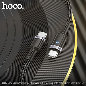 Dây Sạc Nhanh Type C To Type C 60W Tự Ngắt Thông Minh cho Iphone 15 và Android Hoco U117 Hỗ trợ sạc siệu nhanh, tính năng tự ngắt bảo vệ pin, Dây Dù chống đứt chống rối dài 1M2, truyền dữ liệu tốc độ cao - Hàng Chính Hãng