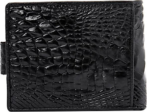 Ví Nam Da Cá Sấu Nút Bấm Huy Hoàng HT2216 (12.5 x 10 cm) - Đen
