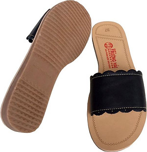 Dép nữ quai ngang 1 bản da bò đế đúc cao cấp Trường Hải QNN0156