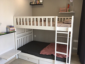 Giường Tầng Unit Có Hộc Kéo (1m2) (Nâu)