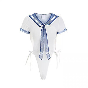 P69 Váy ngủ bodysuit xuyên thấu hở lưng phối nơ sexy gợi cảm  - Đầm ngủ nodysuit quyến rũ - Đồ ngủ nữ sexy