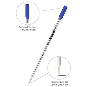 Ruột bút bi khô CROSS cao cấp - mực xanh - ngòi trung - vỉ 1 cái 