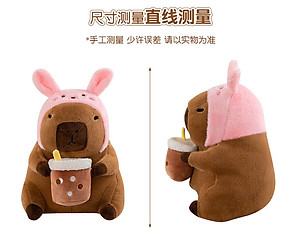 GẤU BÔNG CHUỘT LANG NƯỚC CAPYBARA ÔM TRÀ SỮA – THÚ NHỒI BÔNG COSPLAY SIÊU DỄ THƯƠNG | SIÊU MỊN 30CM