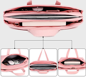 Túi xách chống sốc cho máy tính, macbook, laptop chống nước, siêu nhiều ngăn màu tím - HỒNG - 14 INCH