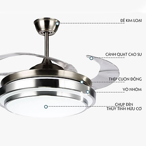 Quạt trần giấu cánh cao cấp - Có điều khiển từ xa - Động cơ DC - Hàng chính Hãng