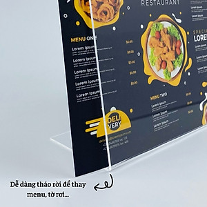 Kệ mica 1 mặt Enter F01-L 300x210mm A4 ngang, Kệ menu chữ L, Khung thông tin sản phẩm, Khung bảng giá, Kệ trưng bày để bàn