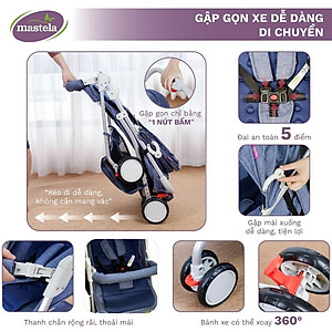 Xe đẩy du lịch Mastela A2 - Khung Aluminum cao cấp siêu nhẹ, dễ dàng gấp gọn